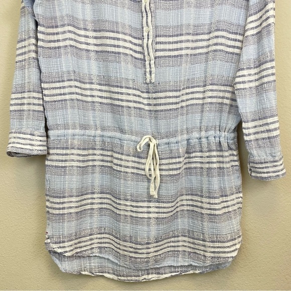 XIRENA Blue Striped Gauzy Long Sleeve Swim Cover Up Tunic‎ Size Small - Picture 7 of 10